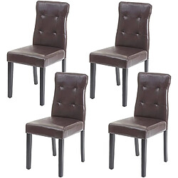 Decoshop26 Chaises en synthétique - Marron (Lot de 4) Chaises de salle à manger - Synthétique et bois massif - Monture contreplaqué - Design classique