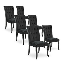 NC Lot de 6 chaises capitonnées Chaza Velours Noir