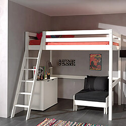 MES Pino Lit Surélevé 140 x 200 cm avec Fauteuil et Commode