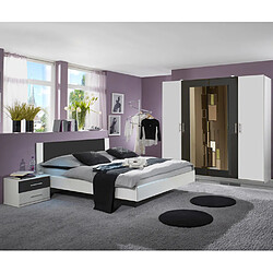 Chambre adulte Pegane 160x200 cm blanc/anthracite