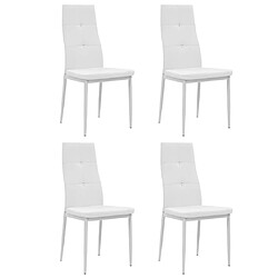 vidaXL Lot de 4 Chaises - Blanc Similicuir
