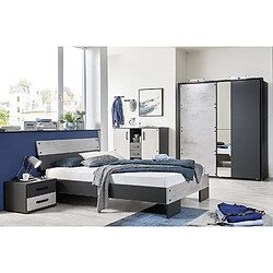 Chambre complète Pegane Imitation Béton Clair/Graphite