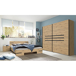 Chambre Adulte PEGANE Blanc 160x200 Cm - Lit, Armoire Et Tables De Nuit