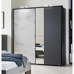 Avis Chambre complète Pegane Imitation Béton Clair/Graphite