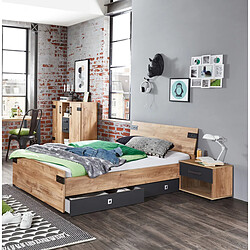 Pegane Chambre adulte imitation chêne poutre