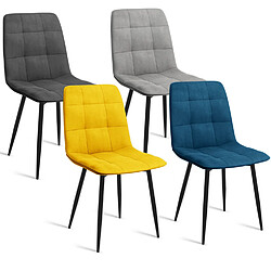 Idmarket Chaises MILA Lot de 4 - Velours Mix