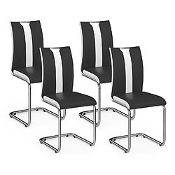 Idmarket Market Lot de 4 Chaises PIA - Noir et Blanc