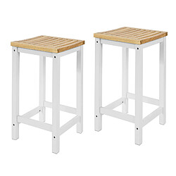 SoBuy Lot de 2 Tabourets Bois Repose-Pieds