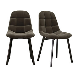 Moloo STELLIA-Chaise en Velours Gris Taupe et métal noir (x2)