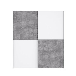 ULOS Armoire 2 portes coulissantes - Decor beton gris clair et blanc - L 170.3 cm