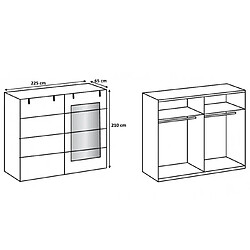 Avis Pegane Chambre à coucher complète adulte (Lit 140x200 cm + chevets + armoire) - Chêne