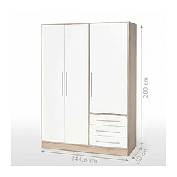 JUPITER Armoire Bois Chêne et Blanc