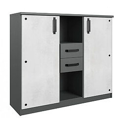 Acheter Chambre complète Pegane Imitation Béton Clair/Graphite