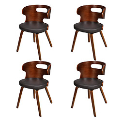 vidaXL Lot de 4 chaises bois courbé - Marron