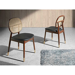 Avis Angel Cerda Chaise en rotin et similicuir noir