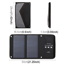Avis Chargeur Dual USB Appareils Panneau Solaire Portable Pliable 14W Étanche Noir YONIS