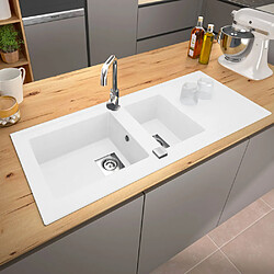 Évier de cuisine Encastrer 2 Cuves - Blanc