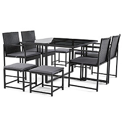 Bestmobilier Olaria - Ensemble jardin 8 places - Noir/Gris