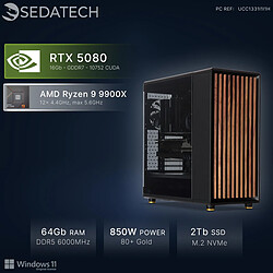 Sedatech Workstation, AMD Ryzen 9 9900X, RTX5080, 64Go DDR5, 2To SSD, Win 11
