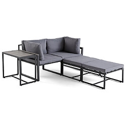 Bestmobilier Beyla - Salon modulable 4 places - Noir/Gris