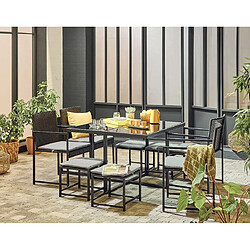 Bestmobilier Olaria - Ensemble jardin 8 places - Noir/Gris
