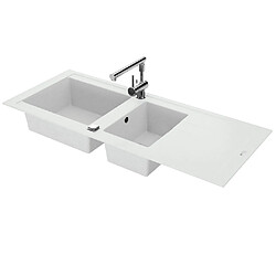 Évier de cuisine Encastrer 2 Cuves - Blanc