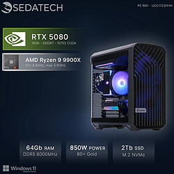 Sedatech Workstation, AMD Ryzen 9 9900X, RTX5080, 64Go DDR5, 2To SSD, Win 11