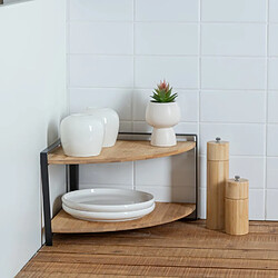 Five Simply Smart Étagère d'angle 2 niveaux en bambou et métal ORDERA - Noir