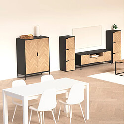 Five Simply Smart Buffet 2 portes en bois et métal CHEVRONS - Beige et noir