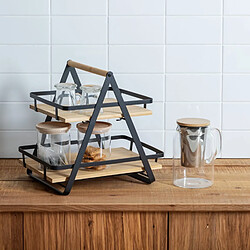 Five Simply Smart Étagère 2 niveaux avec anse en bambou et métal ORDERA - Beige et noir