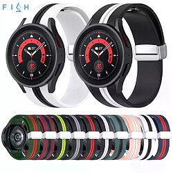 Bracelet en silicone pour Samsung Galaxy Watch 5/5 Pro Boucle argentée - Matériau doux et ajustable - Compatible divers modèles Galaxy