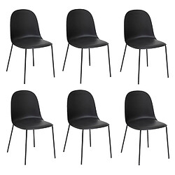 Toilinux Lot de 6 chaises ASAN - Noir