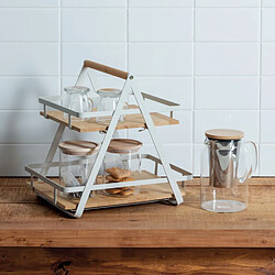 Five Simply Smart Étagère 2 niveaux avec anse en bambou et métal ORDERA - Beige et blanc
