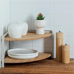Five Simply Smart Étagère d'angle 2 niveaux en bambou et métal ORDERA - Beige et blanc