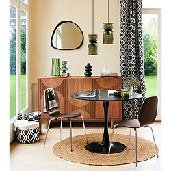 Atmosphera Table à manger ronde en bois pour 4 personnes ELIAS - Noir