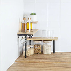 Five Simply Smart Étagère d'angle 3 niveaux en bambou et inox - Beige et noir