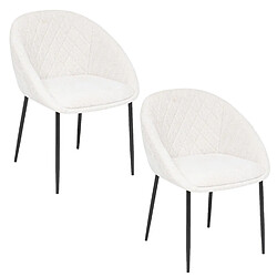 Toilinux Lot de 2 chaises en tissu chenille SELISO - Beige