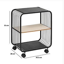 Five Simply Smart Étagère à roulettes 2 niveaux en métal et bois - Noir