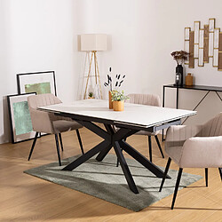 Atmosphera Table à manger extensible en céramique et métal pour 6 à 8 personnes - Blanc