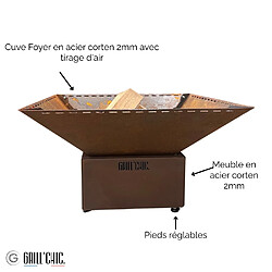 Avis GRILL CHIC CEVENOL POOL Simple Cuve Corten - Brasero carré