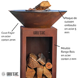 Avis GRILL CHIC AUVERGNAT Simple Cuve Corten - Brasero bois intégré