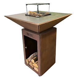 GRILL CHIC Auvergnat Simple Cuve Corten - Avec rangement bois