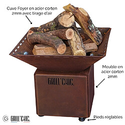 Avis Grill Chic Mini Cévenol Simple Cuve Corten - Brasero Carré