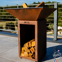 Grill Chic Cévenol Double Cuve Aluminium - Brasero avec Rangement Bois