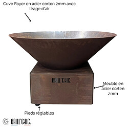 Avis Grill Chic Cévenol Pool Simple Cuve Corten - Brasero Rond