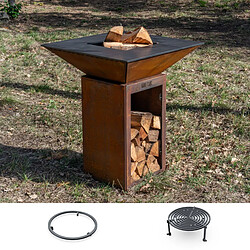 GRILL CHIC Découverte Cevenol Simple Cuve Corten - Avec rangement bois