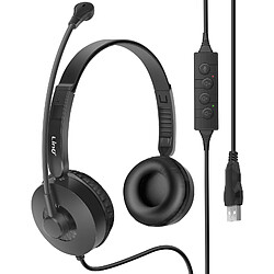 LinQ Casque Audio Filaire USB - Noir