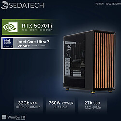Sedatech Workstation, Core Ultra 7 265KF, RTX5070Ti, 32Go DDR5, 2To SSD, Win 11