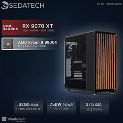 Sedatech Workstation, AMD Ryzen 9 9900X, RX 9070 XT, 32Go DDR5, 2To SSD, Win 11