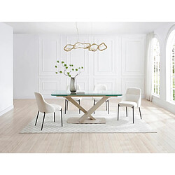 Vente-Unique Table à manger extensible 6 à 10 personnes en verre trempé et métal - Transparent et beige - MALATA de Maison Céphy